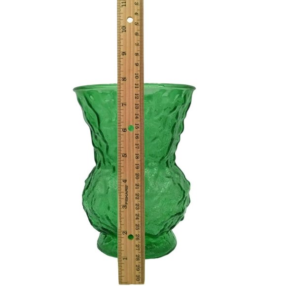 Brody Co Flower Vase Emerald Green Crinkle Glass Vintage 8 Inch Cleveland USA - Picture 2 of 12
